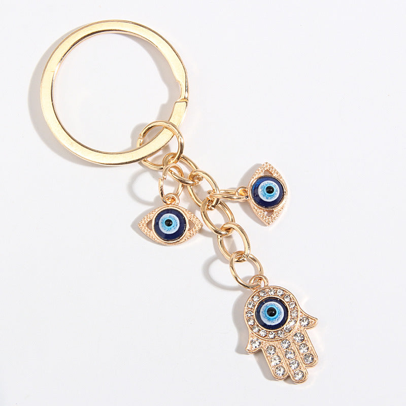 Wholesale Metal Heart Devil Eye Hand of Fatima Keychain
